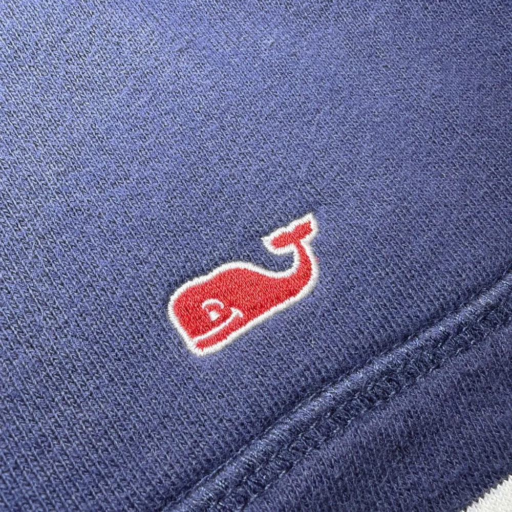 Vineyard Vines Target Mens Cotton Blue Striped Pullover 1/4 Zip Sweater Med